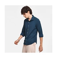 Campus Sutra Men's Aegean Blue Stripe-Creased Shirt