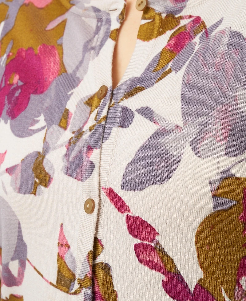 Cable & Gauge Women's Floral Crewneck Cardigan