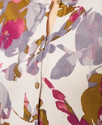 Cable & Gauge Women's Floral Crewneck Cardigan