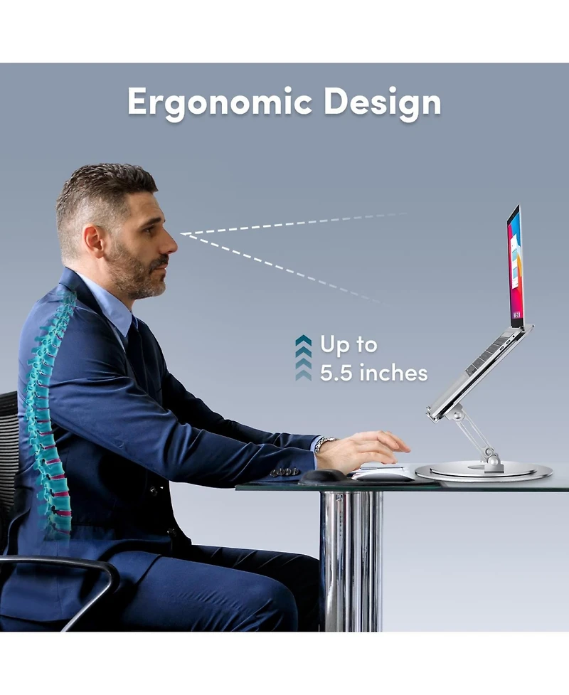 Lifelong Adjustable Laptop Stand with 360° Rotating Base Ergonomic Riser Holder
