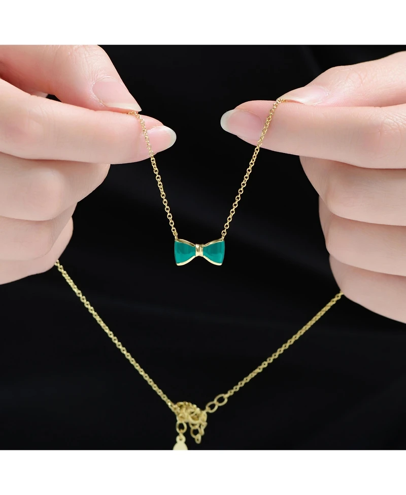 GiGiGirl 14K Gold Plated with Colored Enamel Bow Design Necklace