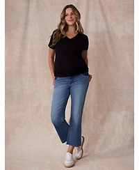 Motherhood Maternity Women's Under the Belly Wide Leg Crop Jeans