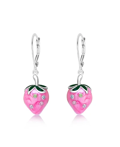 Chanteur Girls /Girl/Strawberry Crystal White Gold Palladium Plating Leverback Earring