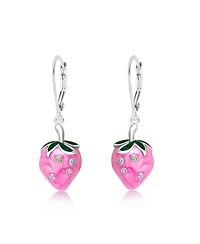 Chanteur Girls /Girl/Strawberry Crystal White Gold Palladium Plating Leverback Earring