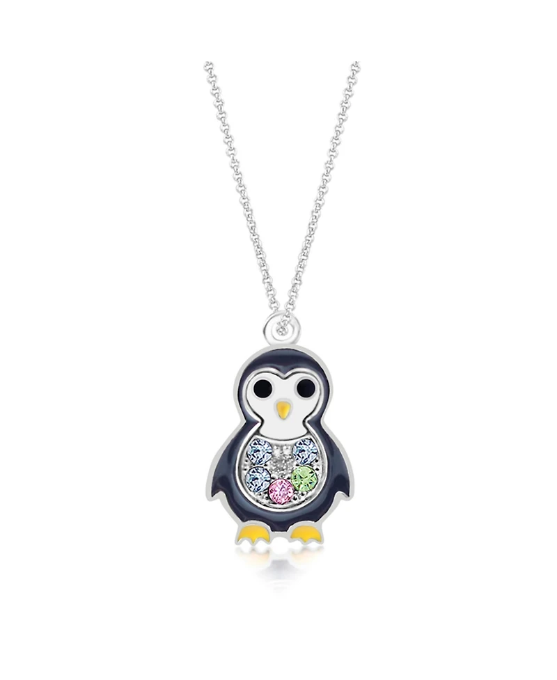Chanteur/Girl/Penguin Crystal White Gold Palladium Plating Necklace