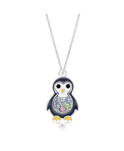 Chanteur/Girl/Penguin Crystal White Gold Palladium Plating Necklace