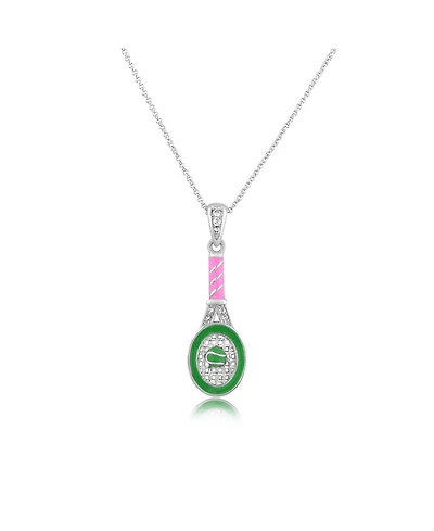 Chanteur/Girl/Tennis Racket Green Pink Crystal White Gold Palladium Plating Necklace