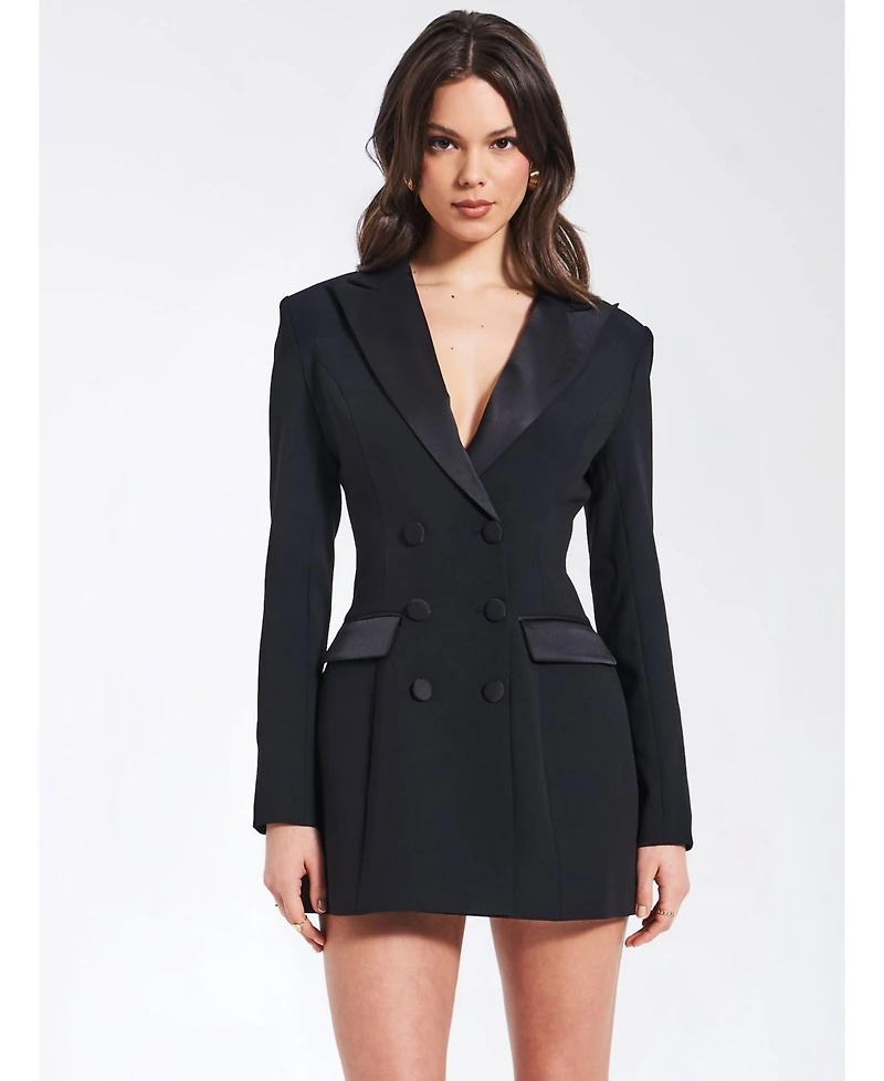 Miss Circle Women Calista Black Stretch Crepe Blazer Dress