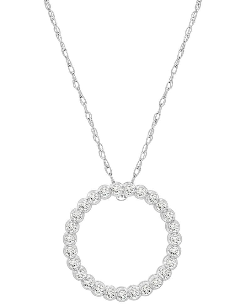 Diamond Circle Pendant Necklace (1/2 ct. t.w.) in 10K White Gold