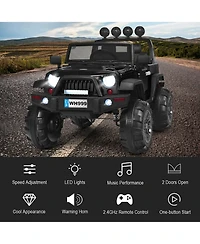 12V Kids Ride On Truck Rc Car w/ Led Lights Music Trunk