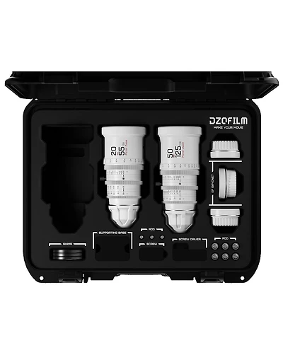 Dzofilm Pictor 20-55mm and 50-125mm T2.8 Super35 Parfocal Cine Lens Bundle for Pl Mount and Canon Ef, White