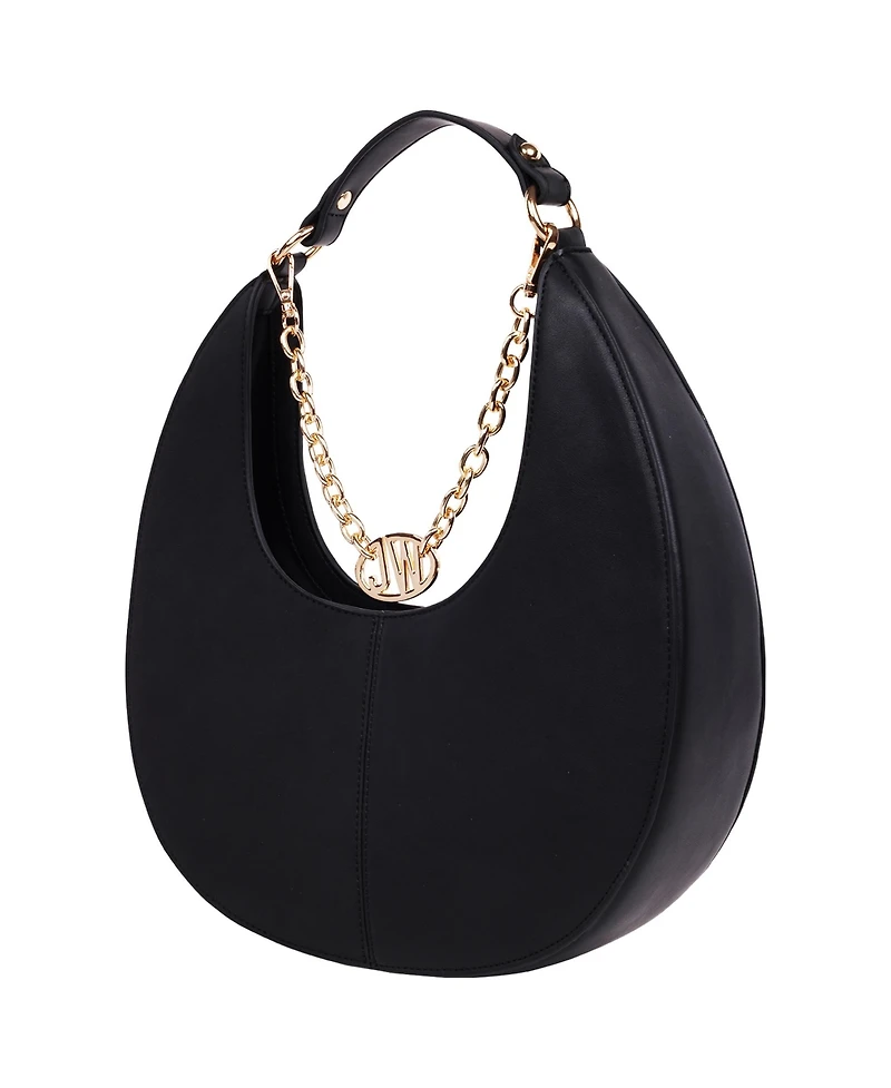 Jason Wu Smooth & Suede Pu Shoulder Bag with Chain Logo Detail