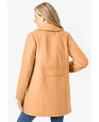 Woman Within Women's Wool-Blend Double-Breasted Peacoat
