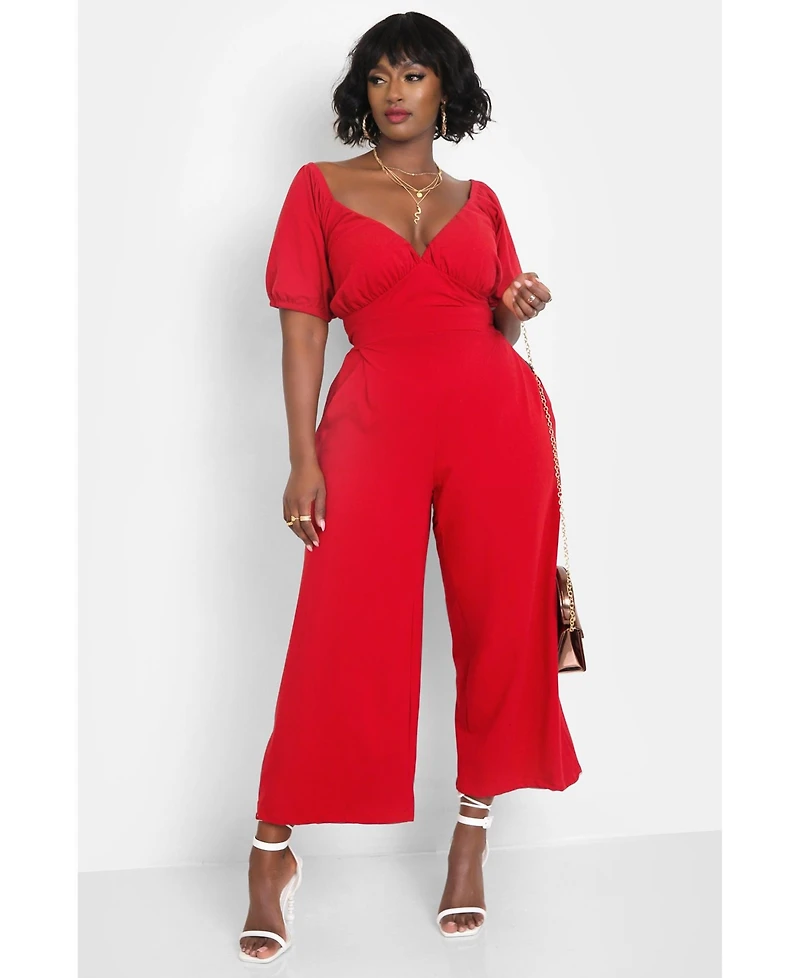 Rebdolls Plus Peasant Top Wide Leg Jumpsuits w. Pockets