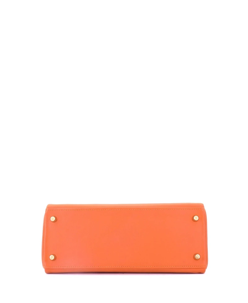 Pre-Owned Hermes Kelly 28 Handbag Orange Evercolor with Gold Hardware