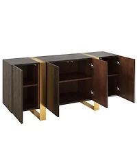 Modern Solid Wood Buffet Cabinet with Stainless Steel Legs