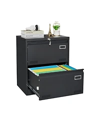 Filing Cabinet Lateral File 2 Drawer with Lock Metal Cabinets Three Office for Legal/Letter/A4/F4