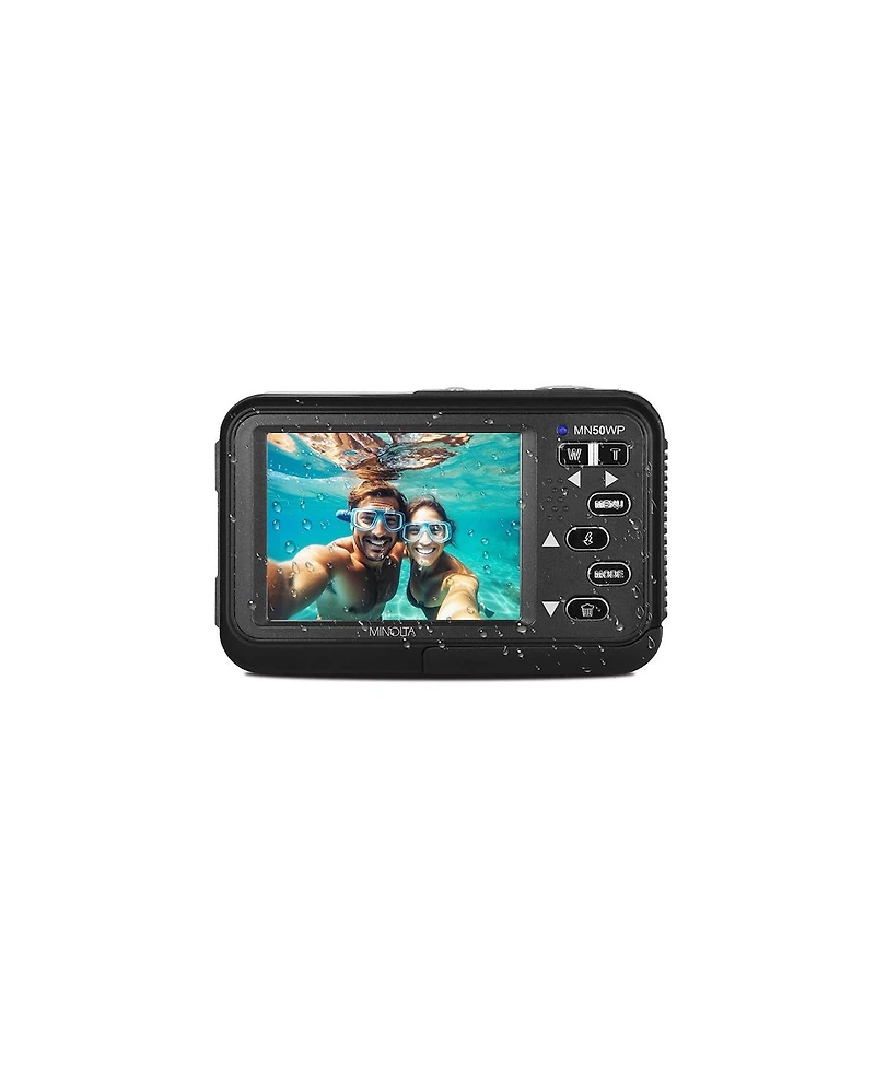 Minolta Minolta Duo MN50WP 48 Mp Af 5K Ultra Hd Waterproof Digital Camera with Dual Front & Rear Lcd, Black