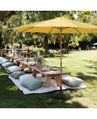 Yescom 13ft Xl Heavy Duty Solid Wood Outdoor Patio Umbrella with Base Parasol Wheels Stand for Bistro Market Table Garden Deck Yard Poolside