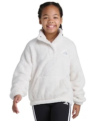 Adidas Big Girls S-xl Long Sleeve Mock Neck Lurex Sherpa Pullover Hoodie