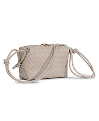 Women's Beige Woven Leather Crossbody Bag