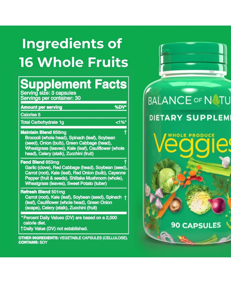 Balance of Nature Veggies Whole Food Supplement with Superfood Vegtables