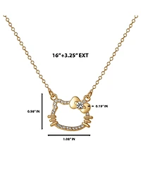 Hello Kitty Outline Pendant Necklace with Chain in Gold Tone