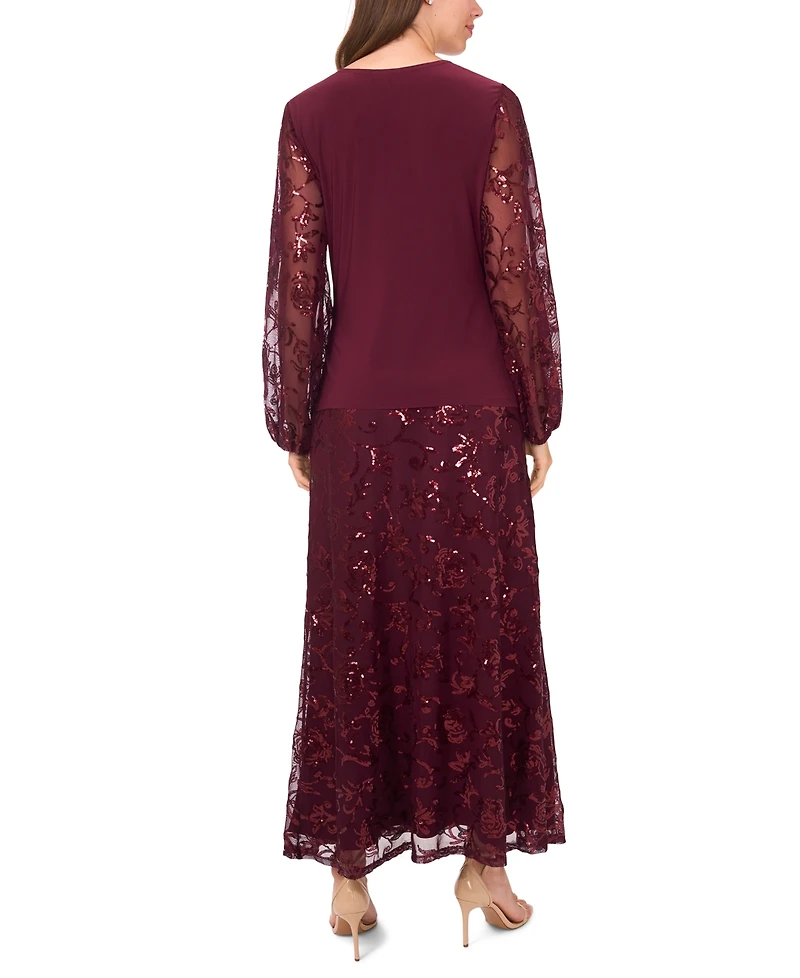 Msk Women's Mixed Media Long Sleeve Top