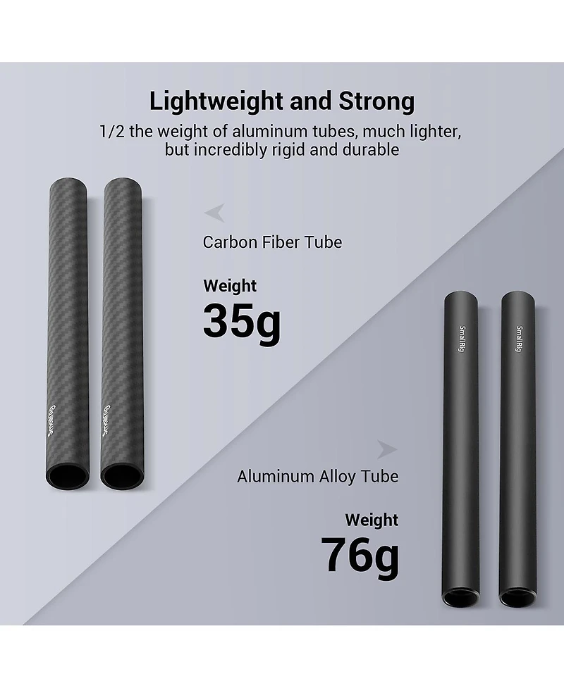 SmallRig 15mm Carbon Fiber Rod, 6", 2-Pack