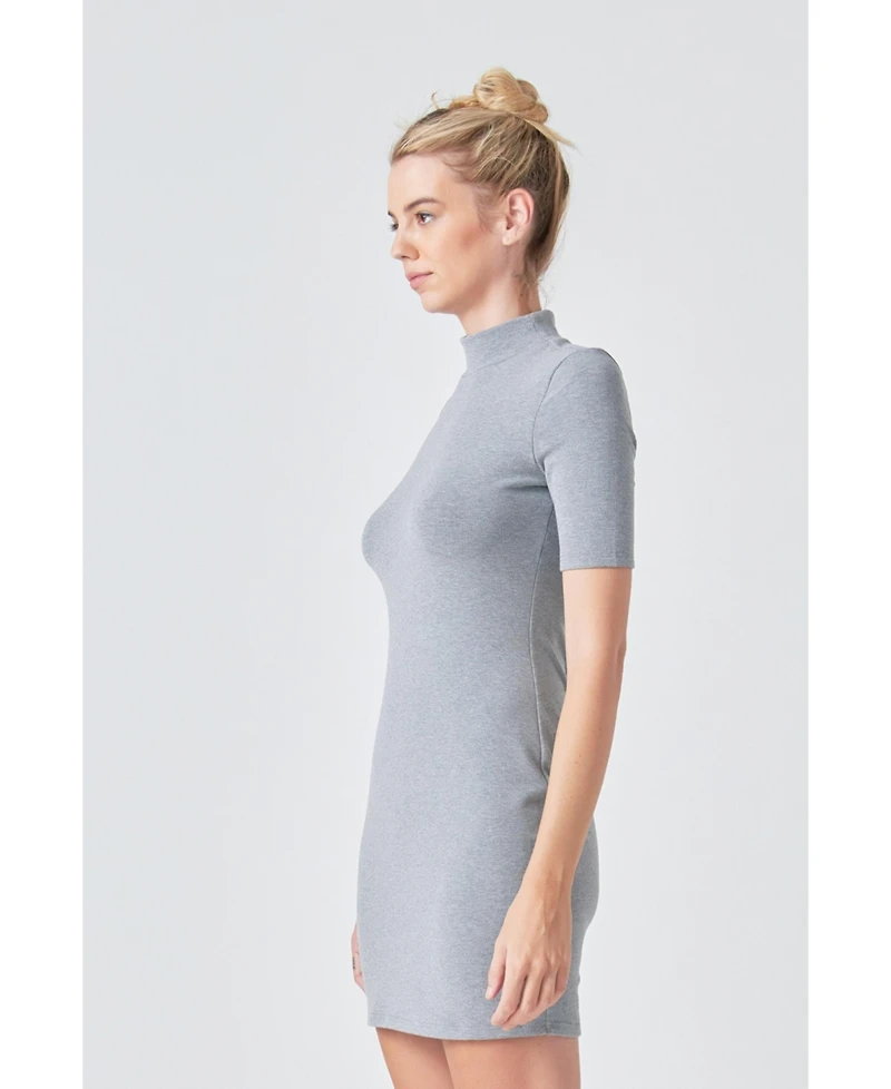 Grey Lab Women's Soft Mock Neck Mini Dress