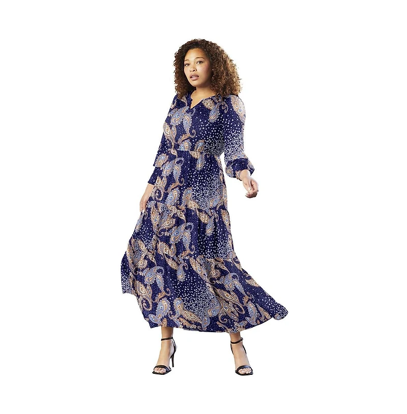 June + Vie Women's Tiered Maxi Dress