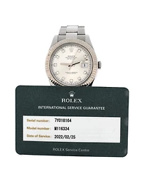 Pre-Owned Rolex Oyster Perpetual Datejust Ii Automatic Watch in Stainless Steel and White Gold with Diamond Markers 41mm