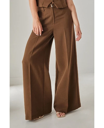 Nasty Gal Women's Tailored Zip Front Wide Leg Pants