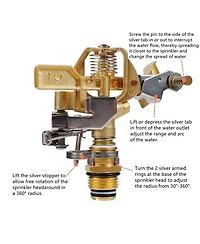 Twinkle Star Brass Impact Sprinkler Adjustable Pattern Watering Sprinklers 3-Pack