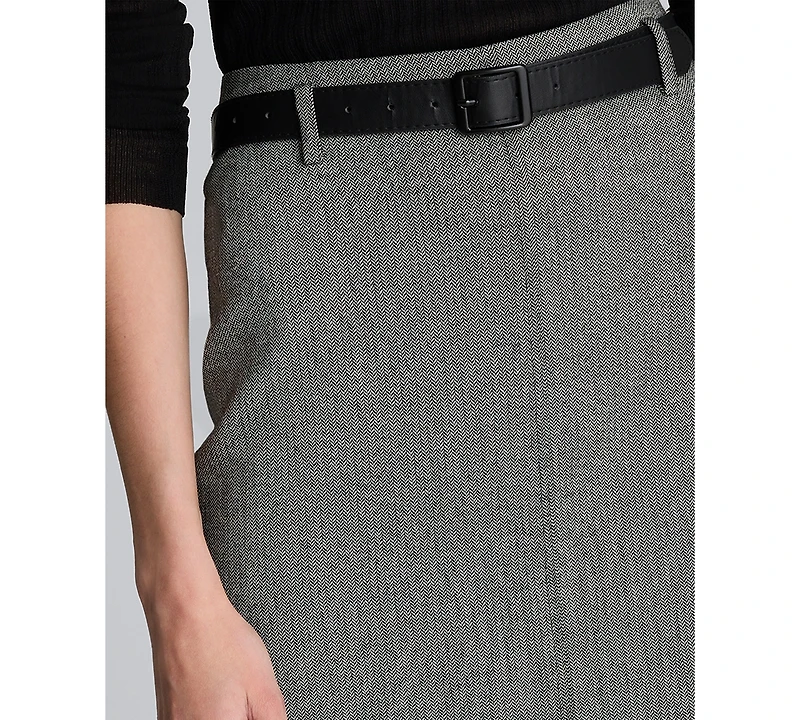 Kenneth Cole Women's Herringbone Side Zipper Midi Skirt