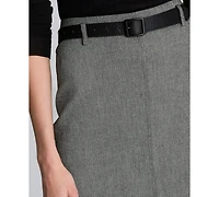 Kenneth Cole Women's Herringbone Side Zipper Midi Skirt