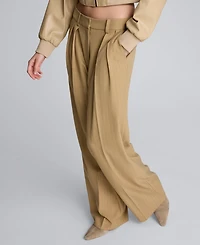 Kenneth Cole Women's High Rise Pleated Pinstripe Pants