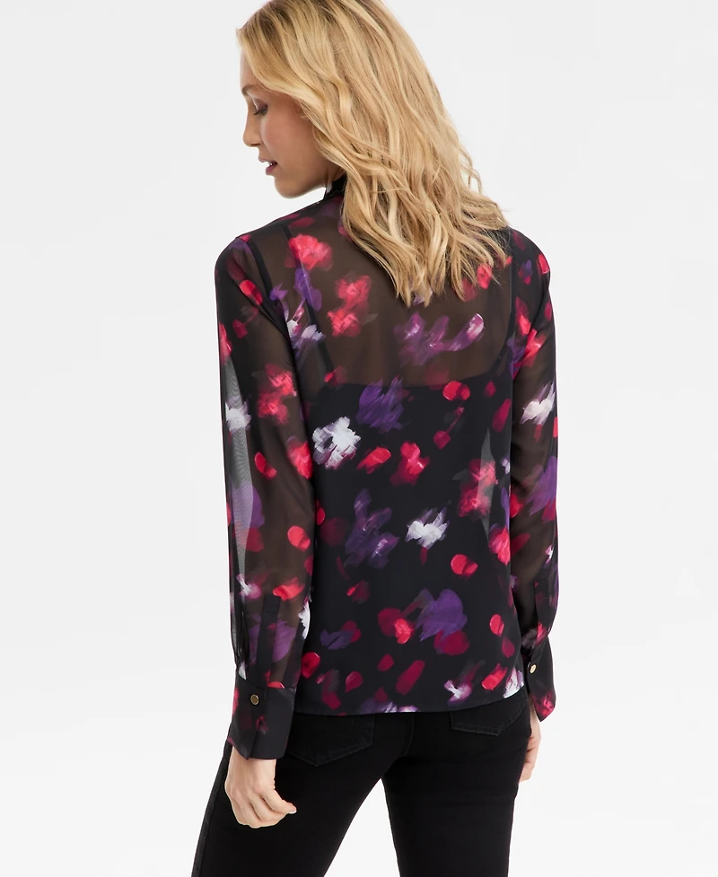 I.n.c. International Concepts Women's Long-Sleeve Tie-Neck Blouse, Macy's Exclusive