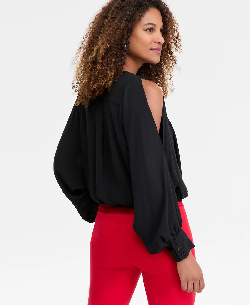 I.n.c. International Concepts Women's Printed Arm-Slit Surplice Blouse, Macy's Exclusive