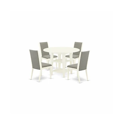 East West Furniture Dining Room Set Linen White