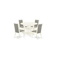 East West Furniture Dining Room Set Linen White
