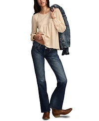 Lucky Brand Women's Embroidered Long Sleeve Top