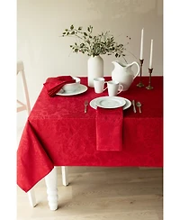Benson Mills Poinsettia Foliage 70" Round Raised Jacquard Tablecloth