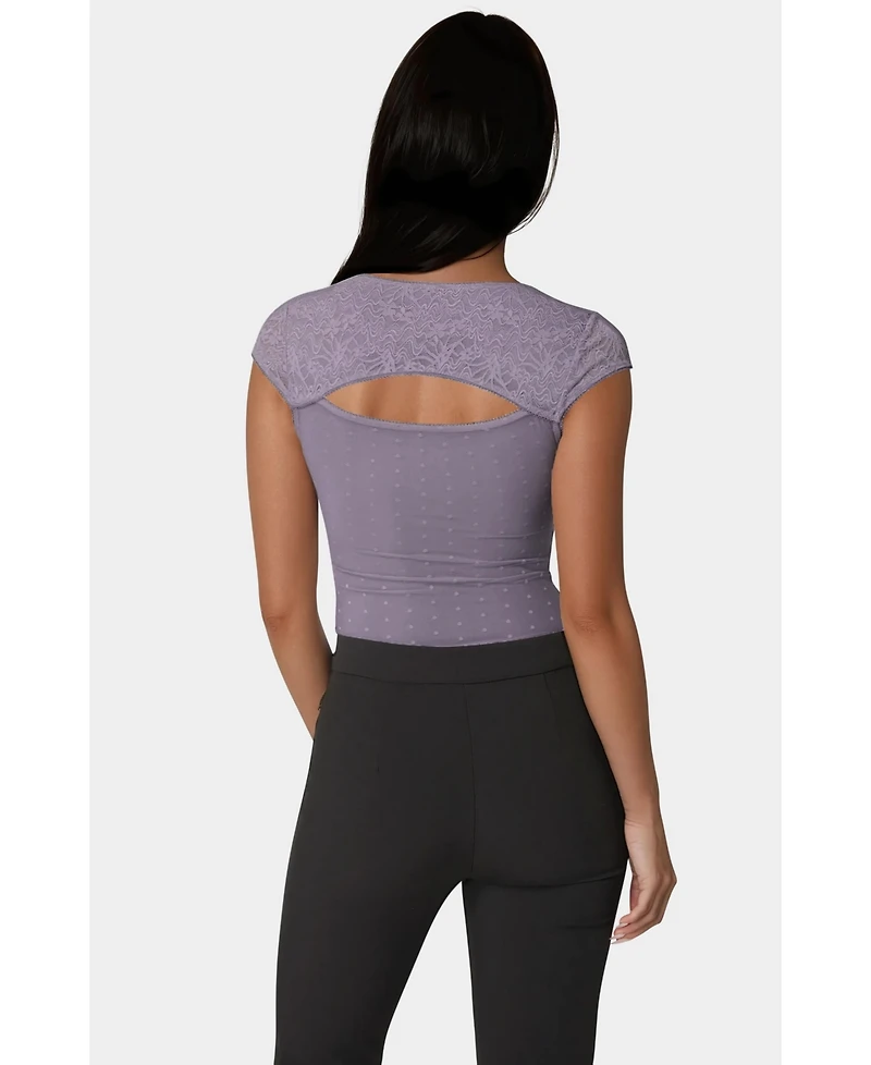 Bebe Women's Swiss Dot Lace Bodysuit