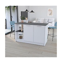 We Have Furniture Kitchen Island Padua, Kitchen, White / Onyx