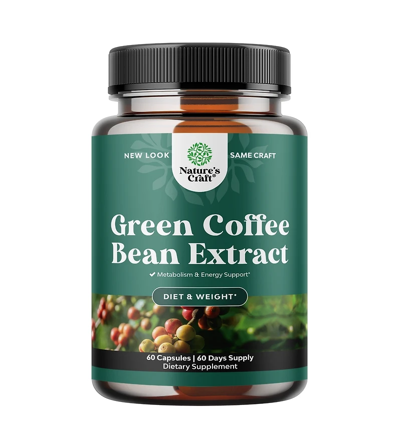 Natural Raw Green Coffee Bean Supplement, Nature's Craft, 60 Capsules