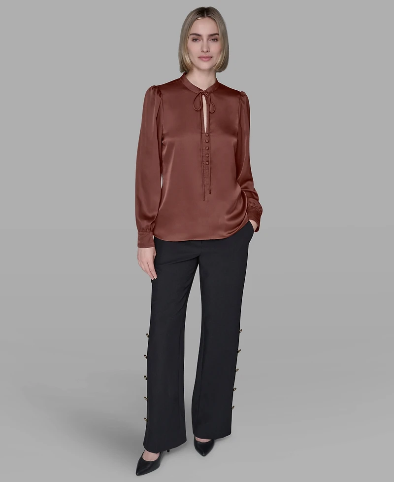 Karl Lagerfeld Paris Women's Tie Neck Top