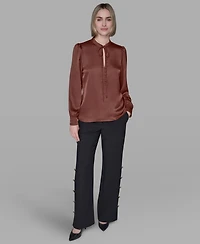 Karl Lagerfeld Paris Women's Tie Neck Top