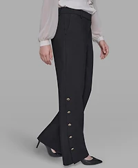 Karl Lagerfeld Paris Women's Mid-Rise Flared Pants