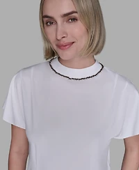 Karl Lagerfeld Paris Women's Mock Neck Top